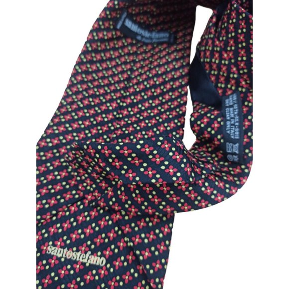 SANTOSTEFANO DI ITALO FERRETTI Navy Floral Silk Tie ITALY 59"/ 4" EC - Picture 6 of 11